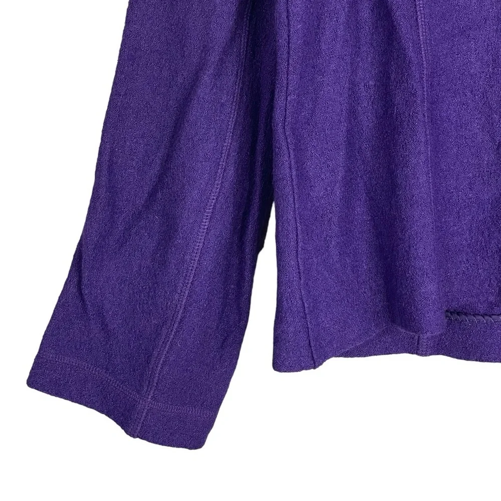 Talbots Boiled Wool Utility Jacket Medium Purple Stand Collar Button Up Stretch - Picture 9 of 11
